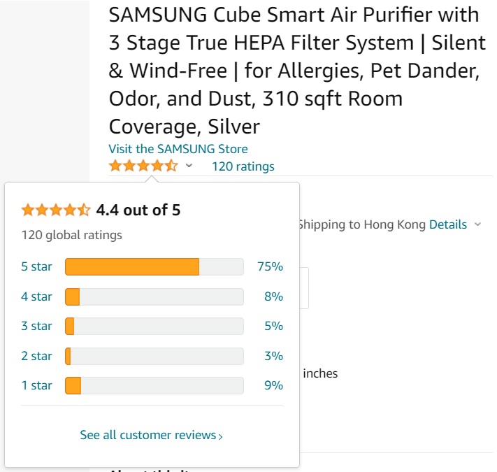 Samsung Cube Air Purifier Rating